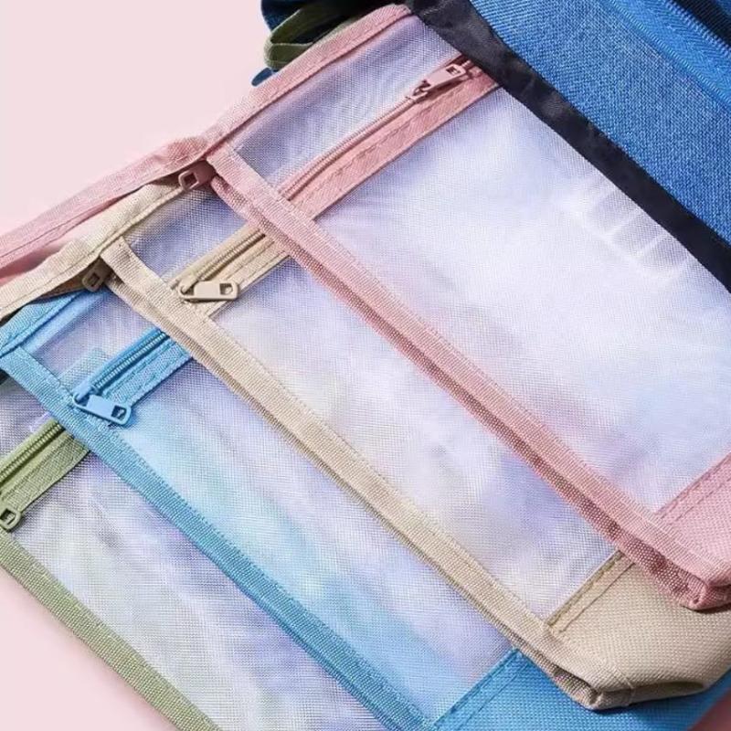 Transparent Zipper Mesh Document Storage Bag With Double Zip-Spacious Portable Handmade Storage Bag