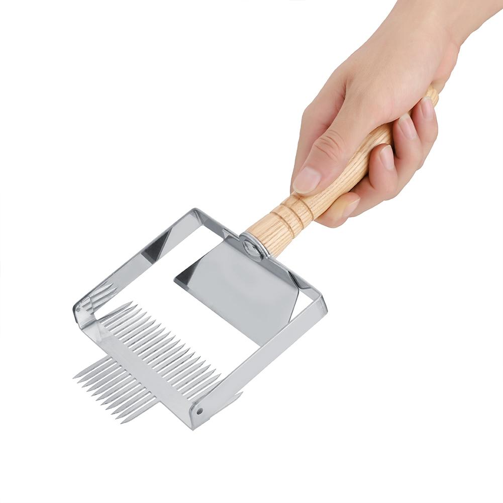 Stainless Steel Beehive Knife Scraper Beekeeping Uncapping Fork Tool Equipment with Wooden Handle