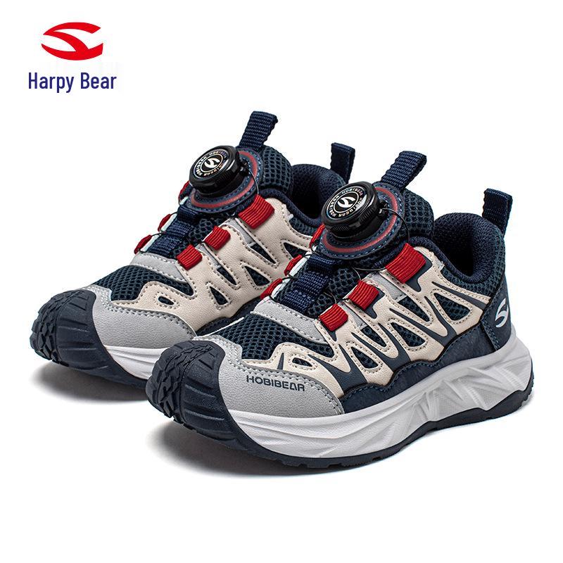 

Happy Bear Kids Breathable Double Mesh Spring/Autumn Running Shoes with Button Closure 38 темно-синього кольору