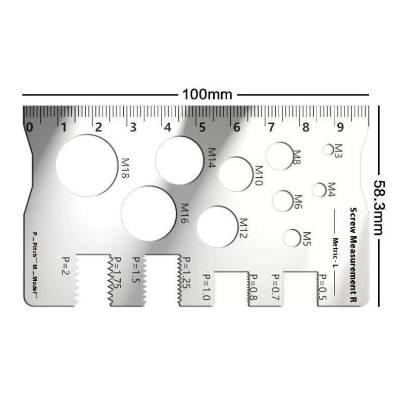Screw Thread Pitch Gauge Ruler Measuring Tool Bolt Nut Metric Machining Threads Screw Cutting Gauge Angle Model Measuring