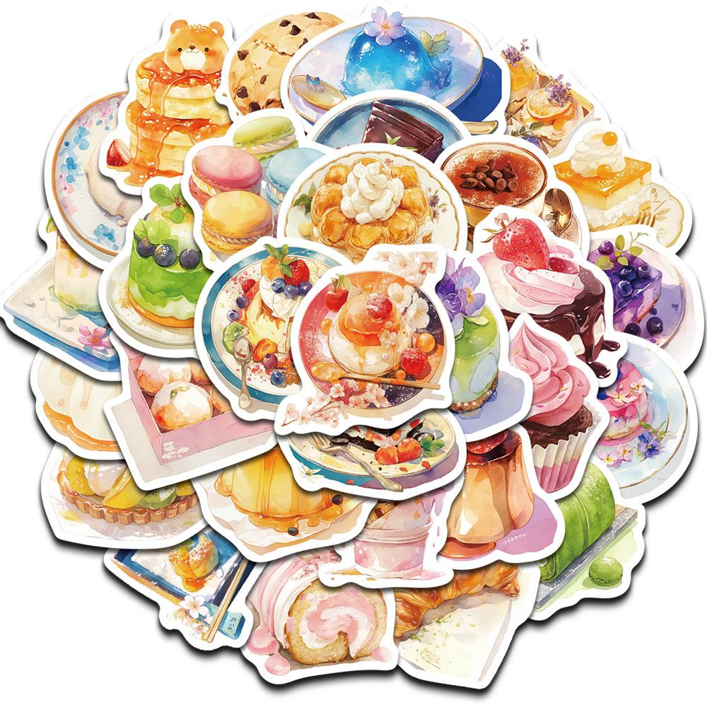 30PCS Cartoon Dessert Shop Sticker Cake Shop Nostalgia Laptop Decorative Luggage Pages Skateboard Graffiti Waterproof Stickers