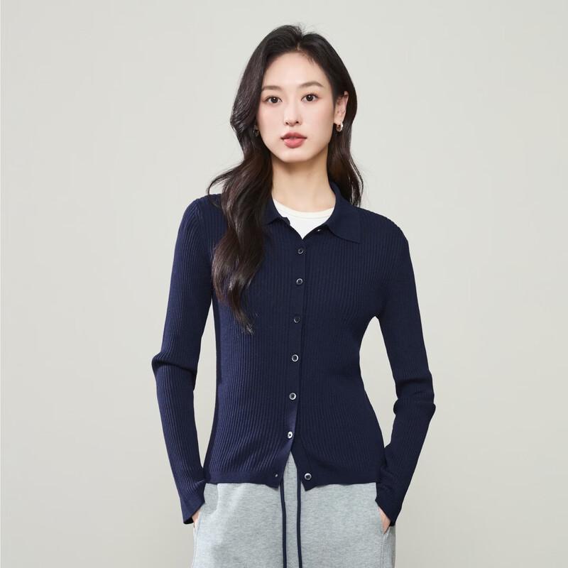 ESE-Y Women's Spring Slim-Fit Polo Collar Knitted Cardigan