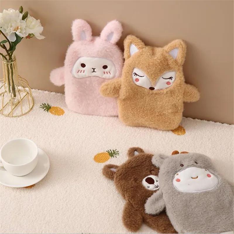 350ML Cute Hot Water Bottle with Cute Plush Cover Lovely Cartoon Hot Water Bag Explosion-proof Portable Hand Warmer Gift