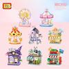 LOZ Panda Pet Restaurant Dessert Coffee Pet Fruit Store Street View Food House Building Blocks Kit Bricks Model Toy