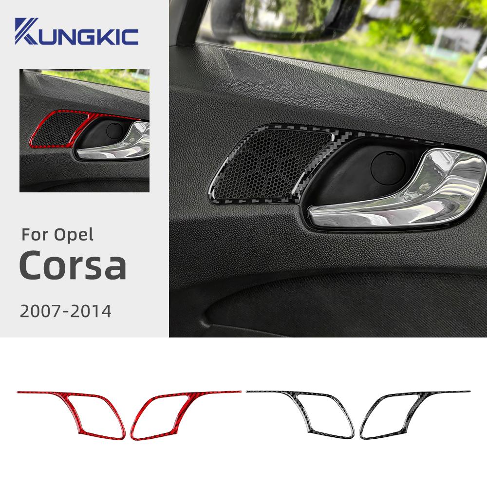 Carbon Fiber Style Interior Sticker for Opel Corsa 2007-2014 LHD RHD Door Handle Frame Trim