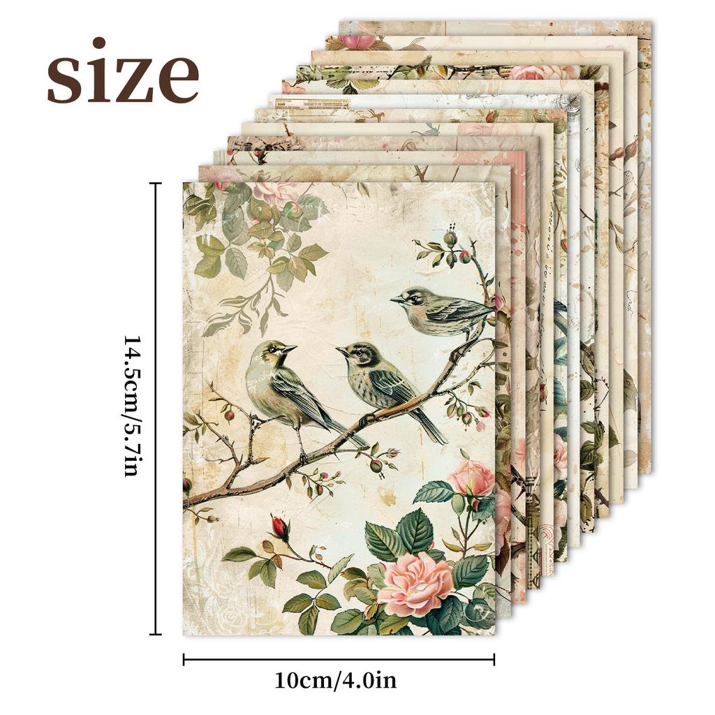 12 Chinese Painting Flowers And Birds Freehand Theme Ink Painting Material Paper Antique Peony Handbook Decoration Collage Backing Paper