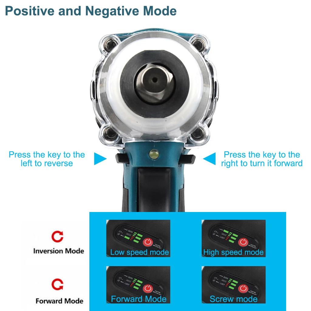1/2 Inch Brushless Cordless Electric Impact Wrench Gun Hand Drill Versatile Socket Power Tool With 21V Battery Toolbox Set