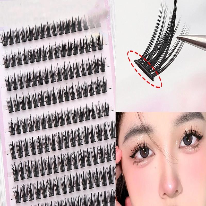 160Pcs 5D Fluffy Thick Eyelash Clusters No Glue Required Curl Wispy Individual Lashes Mix Eyelash Extensions False Eyelashes