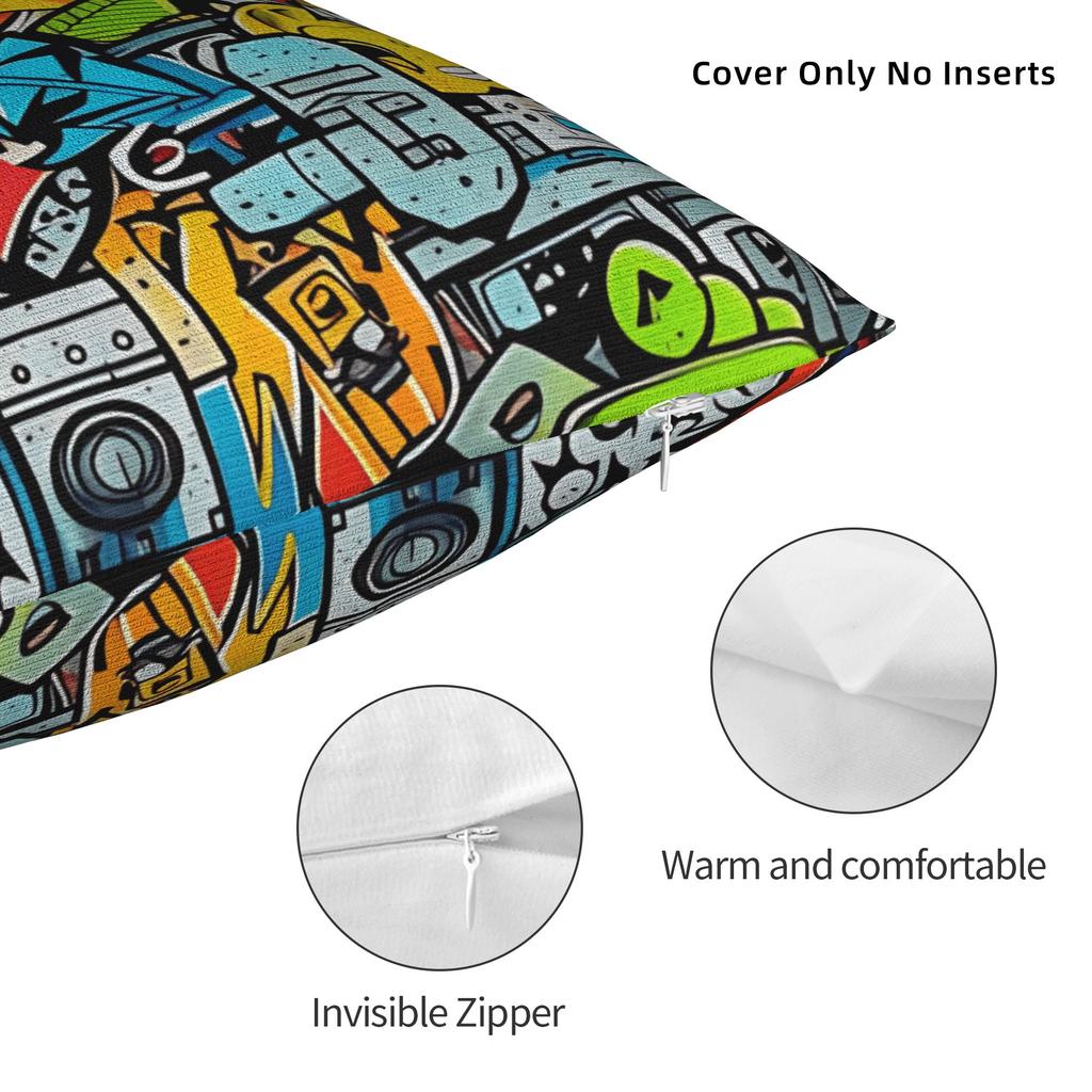 Pillow Cover Cartoon Cute Doodle Fashion Pillow Case For Sofa Couch Bed Living Room Pillowcases