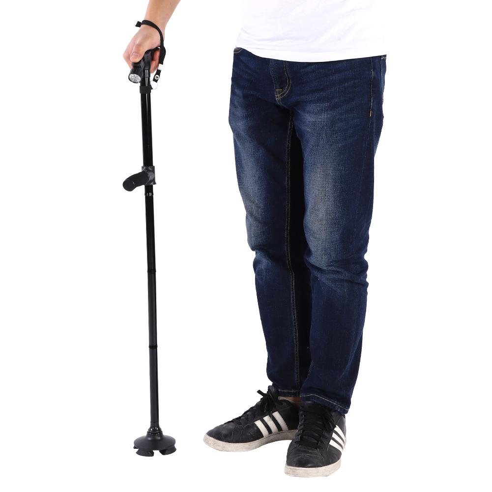Foldable LED Light Walking Stick Anti skid Telescopic Cane 4 Hd For Elder