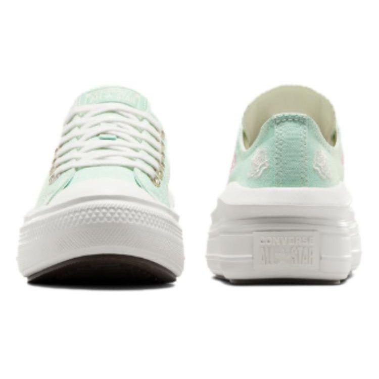 Converse Chuck Taylor All Star Move Platform Low Summer Embroidery Women Sneakers Blue Sticky-Aloe-Green Egret A10823C
