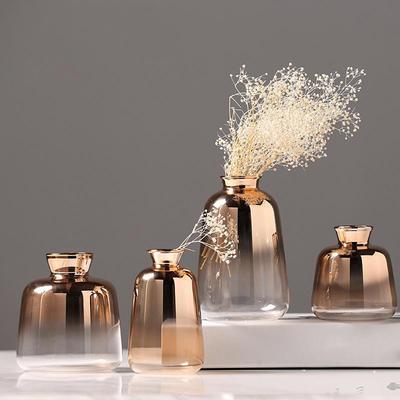 Simple Transparent Glass Small Vase Nordic Decor Living Room Flower Home Vases Flowerpot Natural Dried Reed Flower Bouquet
