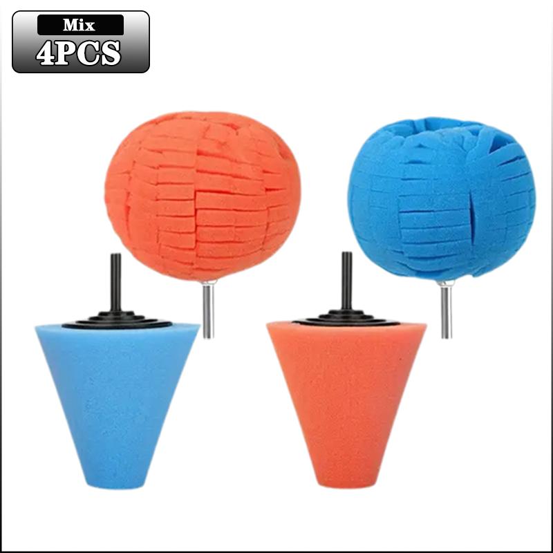 1-4PCS Car Hub Polishing Sponge Grinding Head Conical Sponge Wheel Buffer for Metal Plastic Automotive Wheel Detail Tool