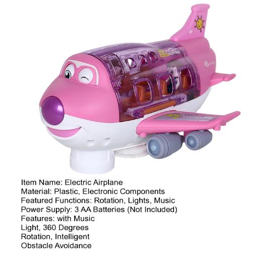 Avión eléctrico de juguete con luz musical, rotación de 360 grados, evitación de obstáculos inteligente, juguete de avión acrobático para niños pequeños, regalo para niños y niñas