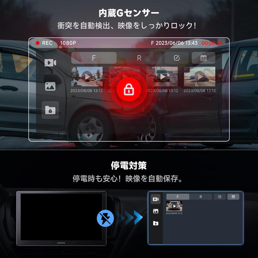 ATOTOZONE AC-FHD02DV FHD 1080P Dash Camera, GPS Track Playback, 136° Wide Angle, WDR, Night