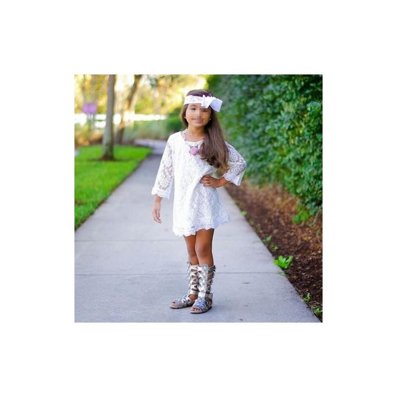 Robe de Fête Blanche en Dentelle Florale Élégante pour Bébés et Enfants Filles pour les Célébrations d'Été