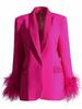 Women's 2025 Korean Style Shawl Collar Jacket with Ostrich Feather Spliced Design