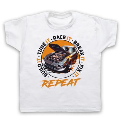 Auto Motorsport Rennen Bauen Sie es Tunen Sie es Fahren Sie es Wiederholen Kinder Kinder T-Shirt