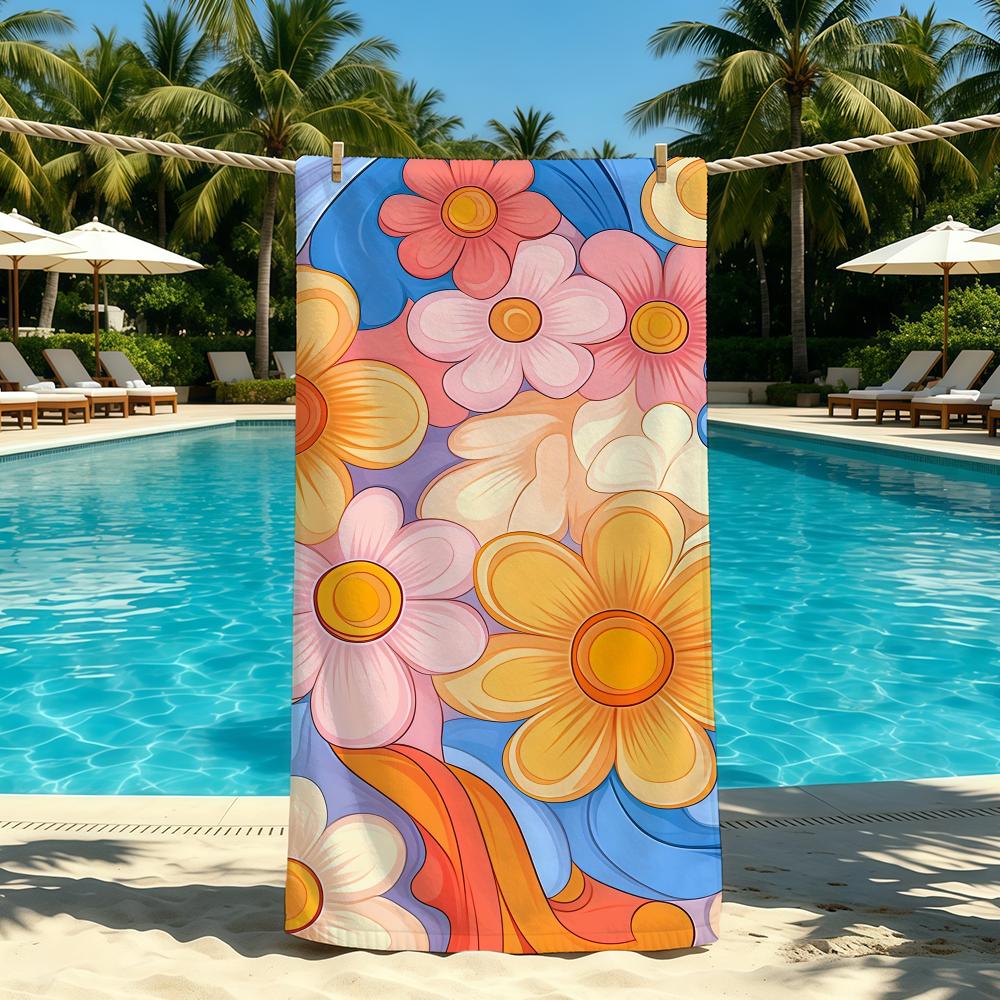Towel For Outdoor Colorful Camping Beautiful Beach Towel Flowers Super Absorbent Quick-Drying Summer Towel