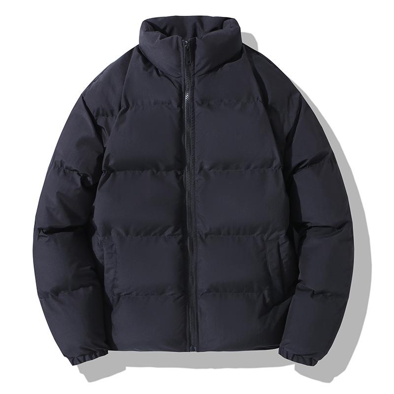 Herren Freizeit Warme Baumwolljacke für Frühling und Herbst, Koreanische Version Brotjacke, Lockerer Stehkragen, Einfarbige Baumwolljacke