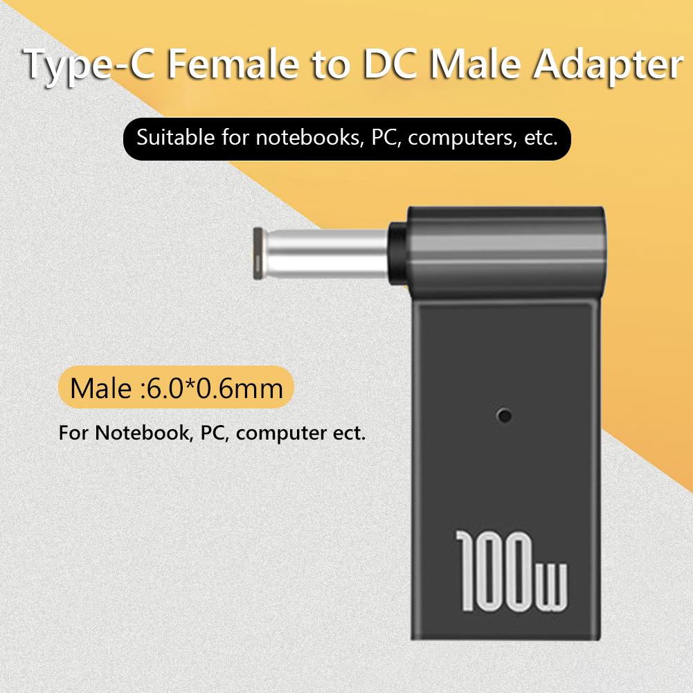 PD 100W PC Power Charger Supply Adapter Connector Female Type-C To DC Male Jack Plug Converter For Dell/HP/ASUS Laptops