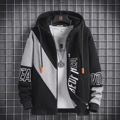 Sudadera Deportiva para Hombre Colorblock - Primavera 2024 Ajuste Holgado Chaqueta con Capucha a la Moda con Cremallera