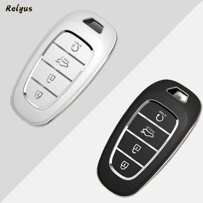 TPU Car Key Case for Hyundai Tucson Solaris Sonata Hybrid NEXO NX4 Santafe Dn8 4 Buttons 2020 2021 2022 Keyless Protection Cover