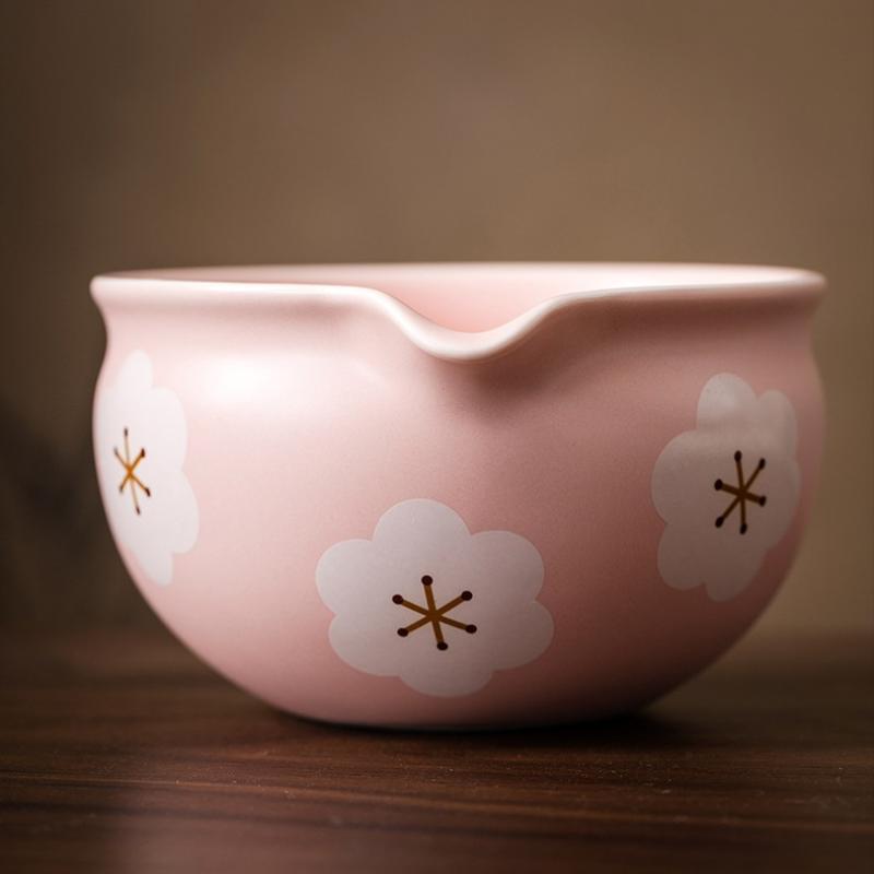 1/2 szt. Ceramiczna Miseczka do Matchy, Japoński Styl Sakura Miseczka do Matchy Artystyczna Ceramiczna Miseczka do Ceremonii Herbacianej Miska na Sałatkę Do Matchy