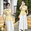 2026 Sommer Chic High-Waist Schnürung Weiter Bein Hosen & Elegantes Oberteil Set