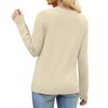 Women's Fashionable Casual V Neck Solid Color Long Sleeve Top
