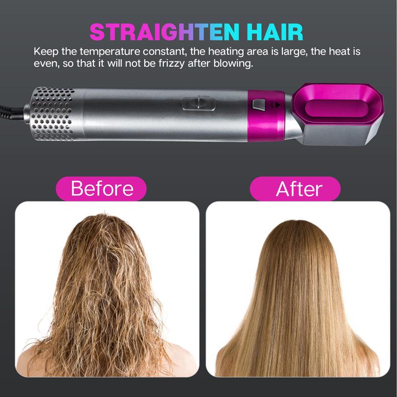 Cross-Border 5-in-1 Curling Iron & Hair Dryer: Hot Air Comb, Curl, Straighten, and Dry with Automatic Hair Suction