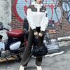 The North Face Color Block Logo Hooded Zip-Up Drop Shoulder Long Sleeve Jacket Women jackets Off-White NJ2HR30J