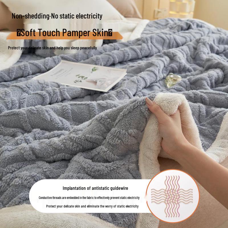 Autumn & Winter Taff Velvet Coral Fleece Blanket for Sofa or Office