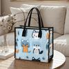 Cute Cat Pattern Tote Bag Casual Large Capacity Daily Carry Handbag
