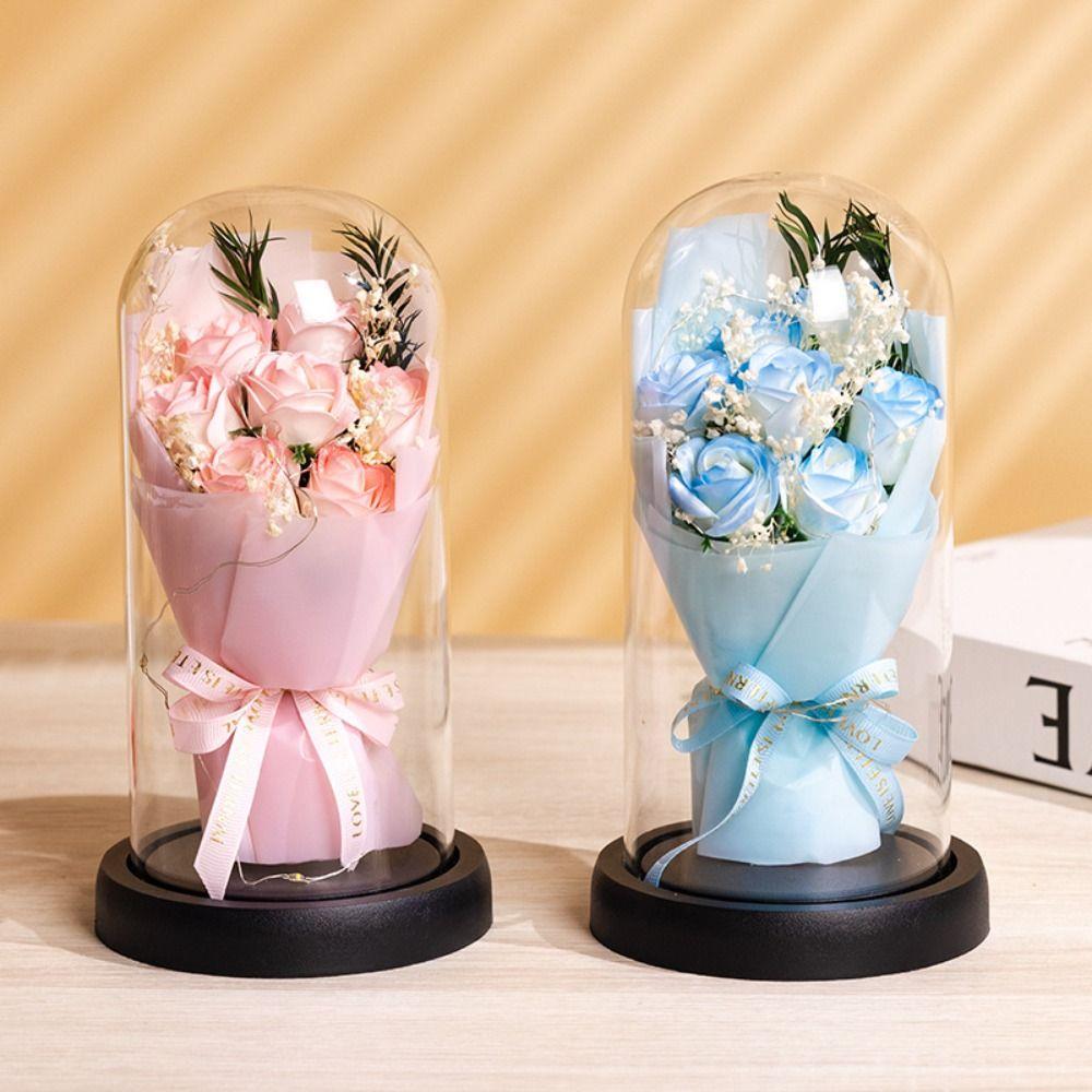 LED Light Rose Eternal Flowers Realistic Simulation Flower Starry Sky Bouquet  Valentine's Day