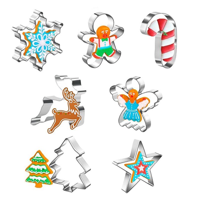 

12-Piece Stainless Steel Christmas Cookie Cutters: Santa Claus, Gingerbread Man, Snowman, Fruit & Vegetable Press Molds