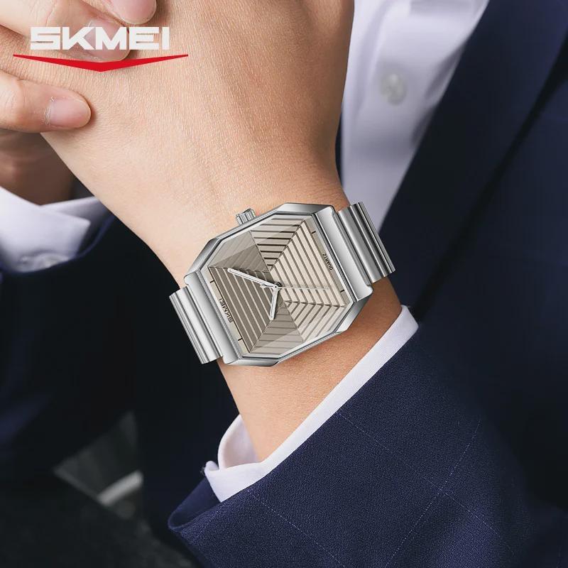 Fashion Quartz Watch Unique Design Stainless Steel Men's Wristwatches Business Watches for Men