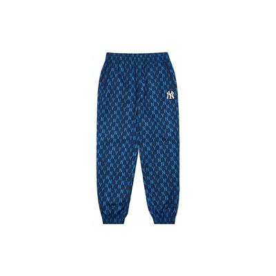 Pantaloni Lunghi Casual Intrecciati MLB con Logo a Lettere Allover, Vita Media, Polsini Elasticizzati, Unisex, Blu 3AWPM0121-50NYS