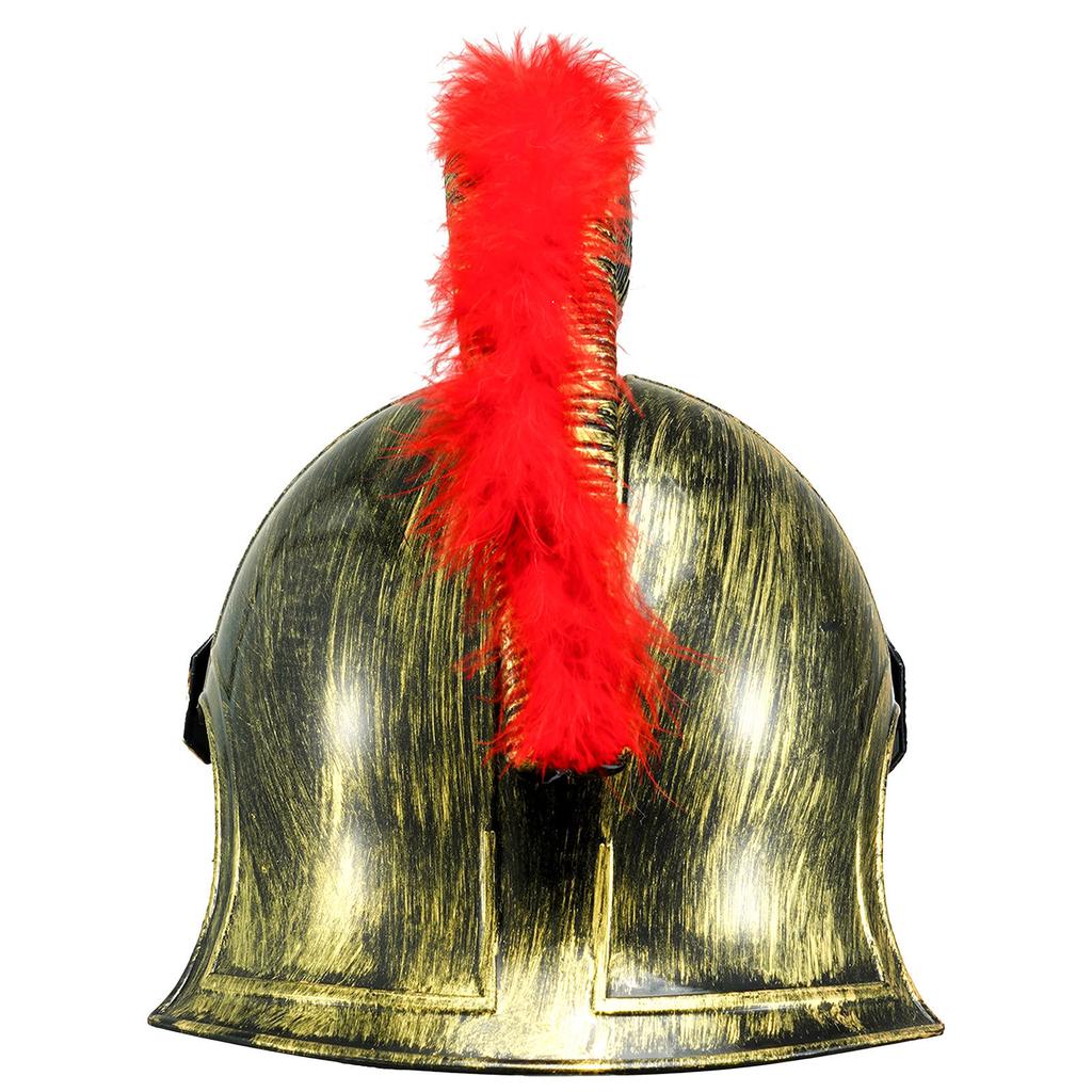 Plastic Warrior Helmet for Men: Medieval Roman Spartan Samurai Style with Red Crest, Costume Party Accessory