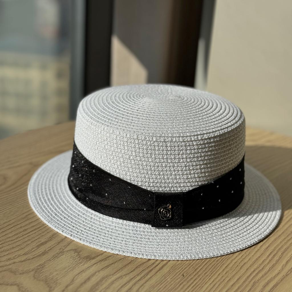 French Flat Straw Hat Woman Summer Beach Photo Vacation Sunshade Sunscreen Top Hat