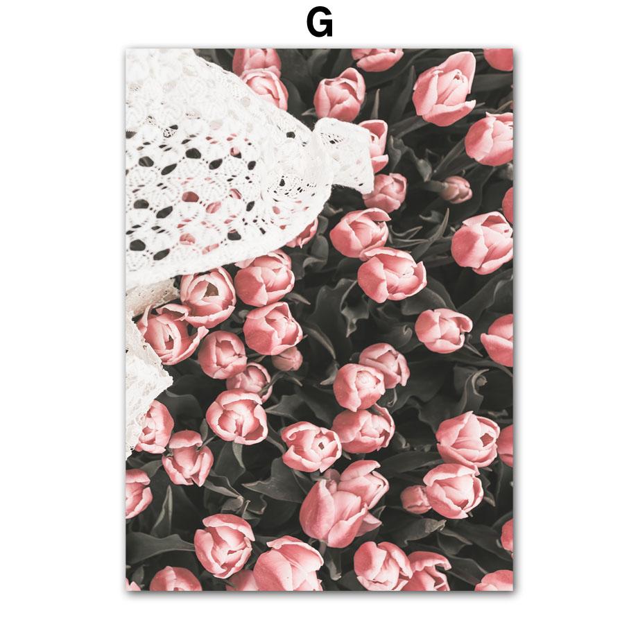 Pink Lily Rose Peony Girl Flowers Wall Art Canvas Painting Nordic Posters and Prints Pictures for Living Room Bedroom Home Decor