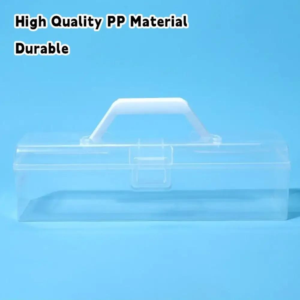 Plastic Clear Storage Box with Handle Desktop Organizer Plastic Storage Case Clear Marker Pen Storage Holder Stationery Storage