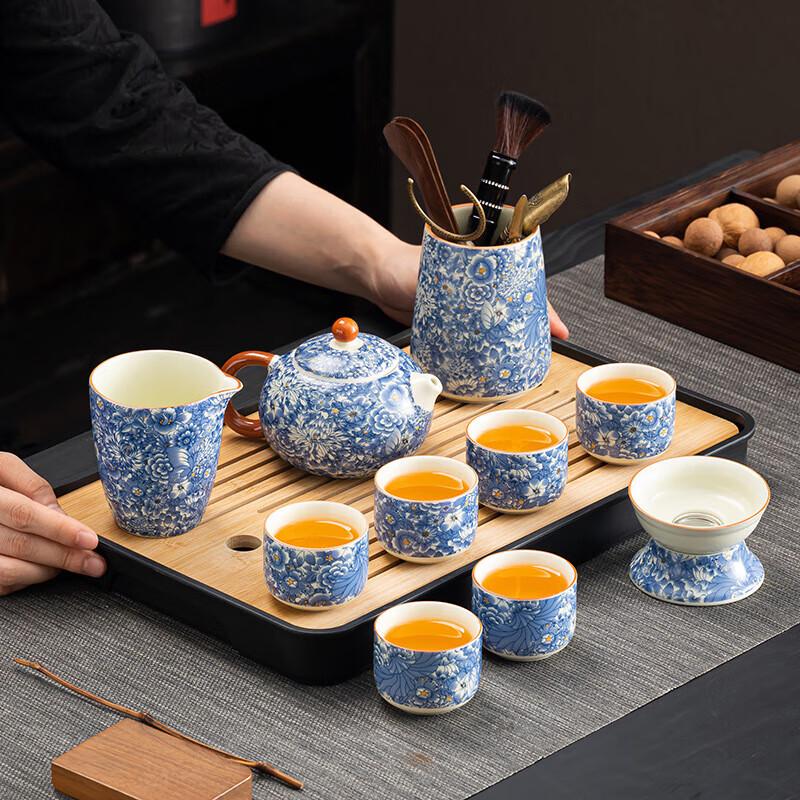 Ru Kiln Blossom Dragon Egg Tea Set