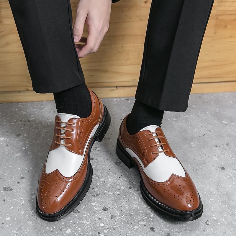 Business Men Brock Leather Shoes British Lace-up Business Office Brand Leather Shoes American Social Leather Shoes Sizes 38-46