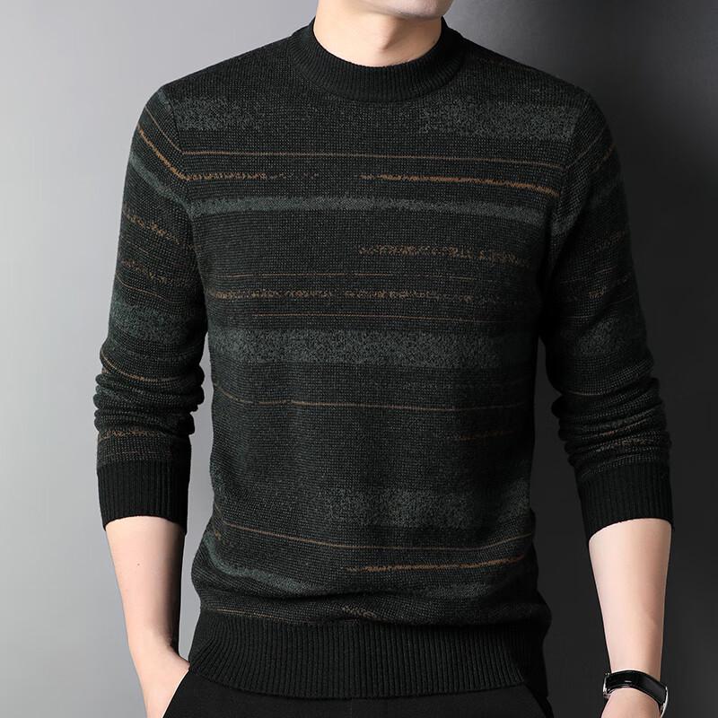 Hengyuanxiang Men's 100% Pure Wool Crew Neck Sweater