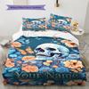 Name Custom Skull and Butterfly Pattern Bedding Set Quilt Cover Pillowcase Home Decor Gift (1 * duvet cover + 2 * pillowcase, without core)