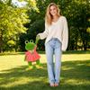 Soft Plush Frog Stuffed Animal Toy 30cm 40cm Size Sitting Design with Overalls and Striped Shirt Collectible Plush Toy for Display and Gift