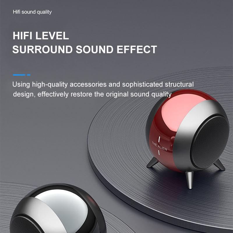 Alien Metal Bluetooth Wireless Speaker TWS Subwoofer Stereo Sound Box TF Card Upgrade Mini Portable Loudspeaker Gift