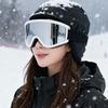 Winter ski goggles for men and women, suitable for those with prescription glasses, large frame with straps, windproof outdoor goggles for cycling