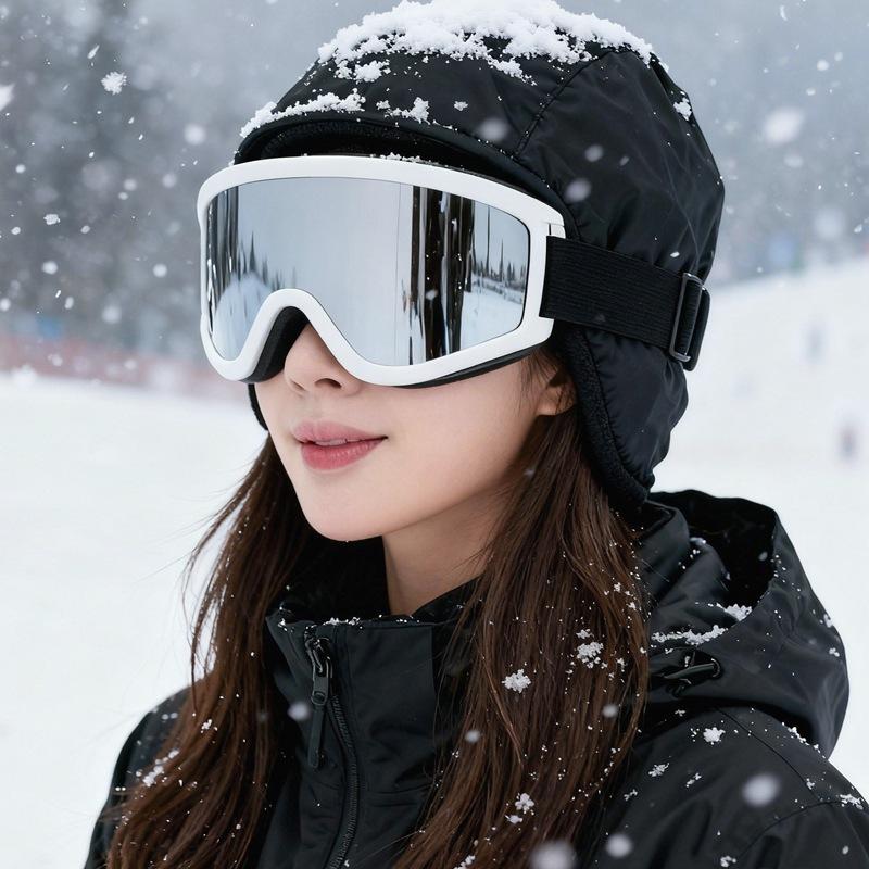 Winter ski goggles for men and women, suitable for those with prescription glasses, large frame with straps, windproof outdoor goggles for cycling